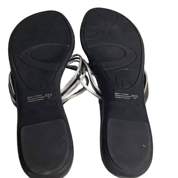 Montego Bay Club Black and Silver Sandals Flip Flops - Picture 4 of 8